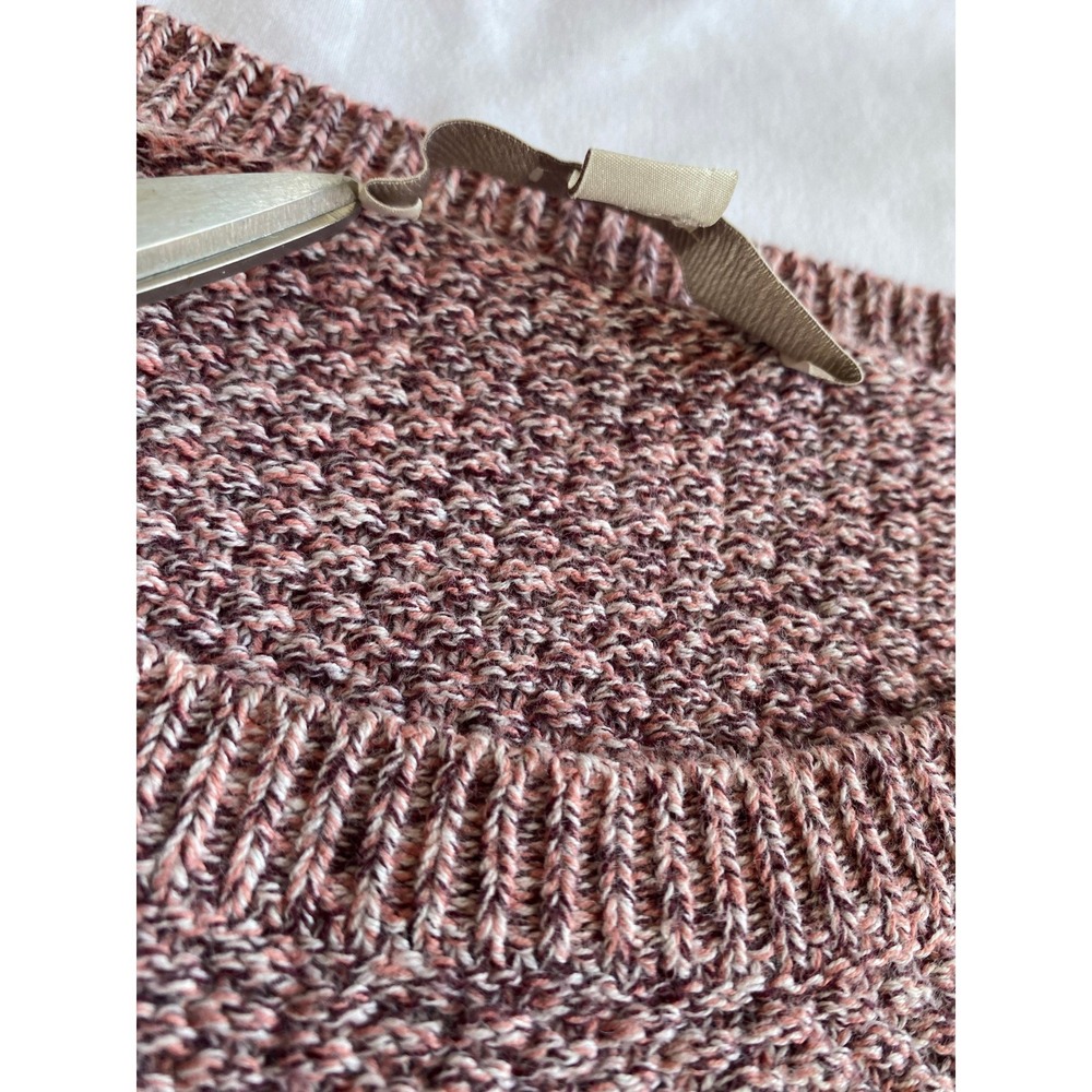 LOFT Women Marled Knit Cottagecore Sweater Size S Pink White - Picture 5 of 9